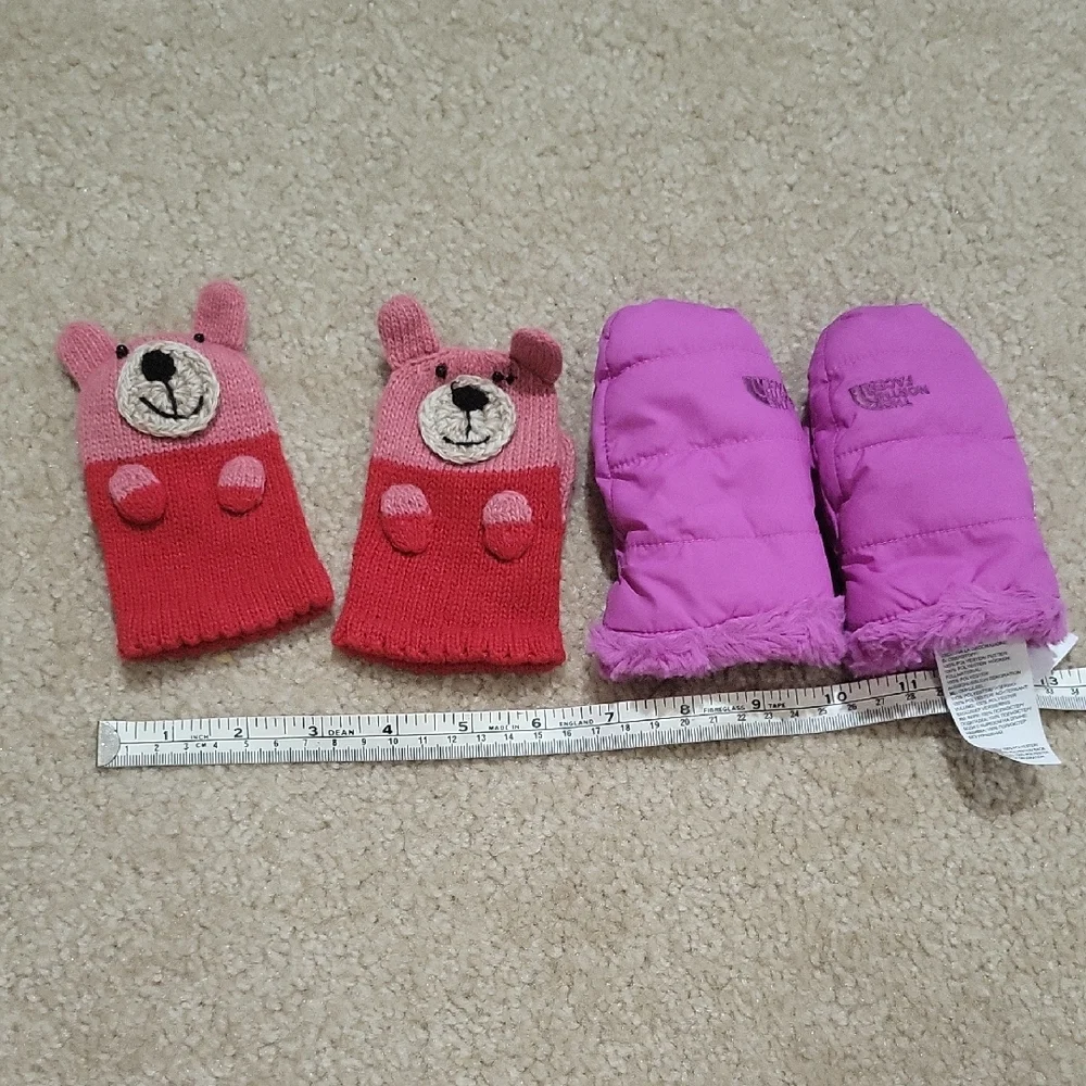 Free With Any Other Item! The North Face Pink and Red Bear Mittens